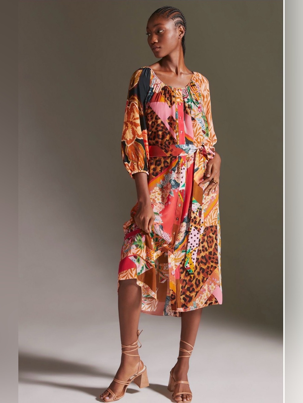 Anthropologie Geisha Designs Collage Midi Dress | Medium